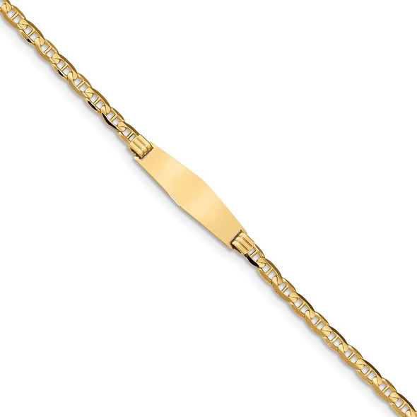 7" 14k Yellow Gold Anchor Link Soft Diamond-Shape ID Bracelet LID60C-7