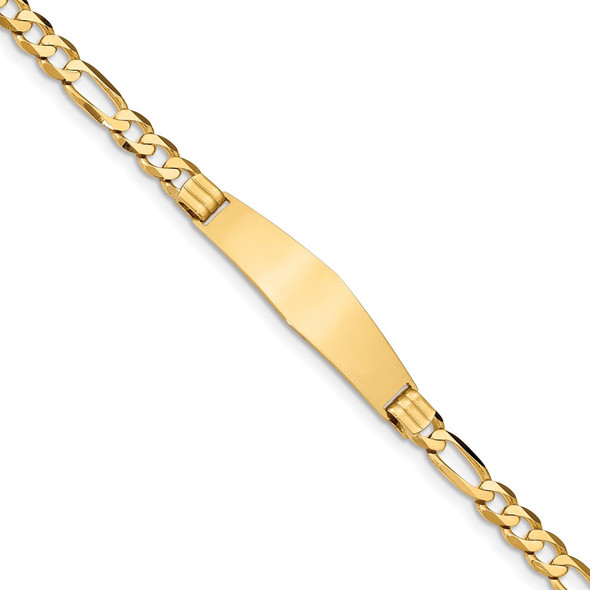 7" 14k Yellow Gold Figaro Soft Diamond-Shape ID Bracelet FIG160IDC-7