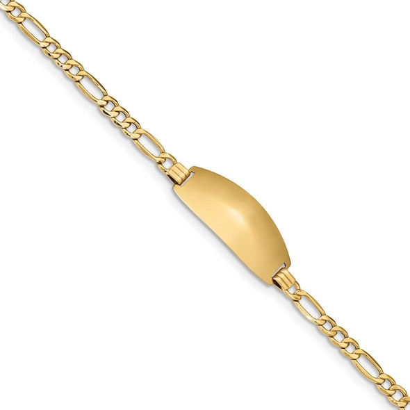 7" 14k Yellow Gold Oval ID Figaro Bracelet LID92-7