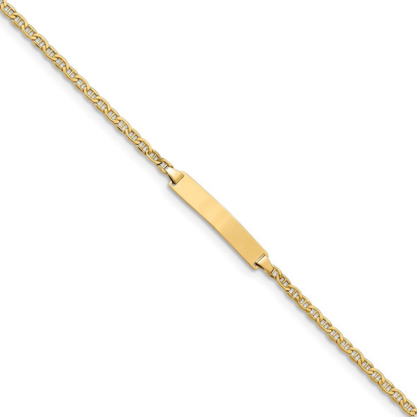 7" 14k Yellow Gold Polished ID with Semi-Solid Anchor Bracelet