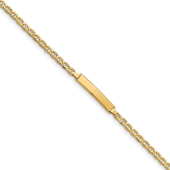 7" 14k Yellow Gold Semi-Solid Anchor Link ID Bracelet