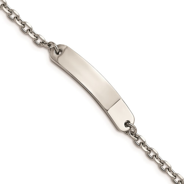 7" Stainless Steel Polished Cable Chain ID Bracelet