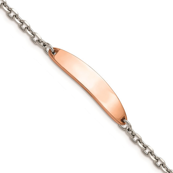 7" Stainless Steel Polished Pink Plated ID Bracelet