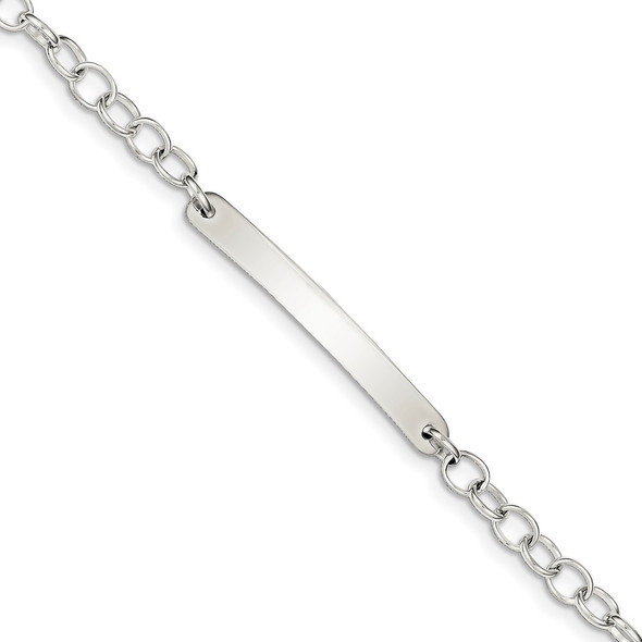 7.5" Sterling Silver Small Oval Rolo Link ID Bracelet