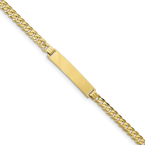 8" 10k Yellow Gold Flat Curb Link ID Bracelet 10LID74-8