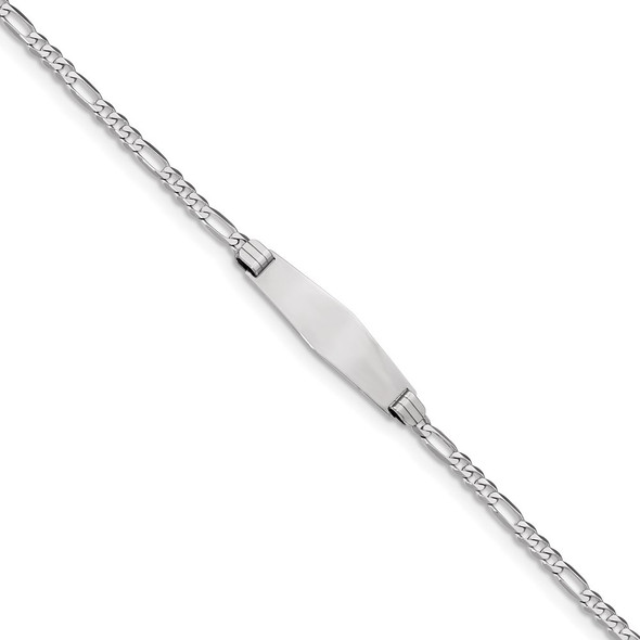 8" 14k White Gold Figaro Link Soft Diamond-Shape ID Bracelet FG80IDCW-8
