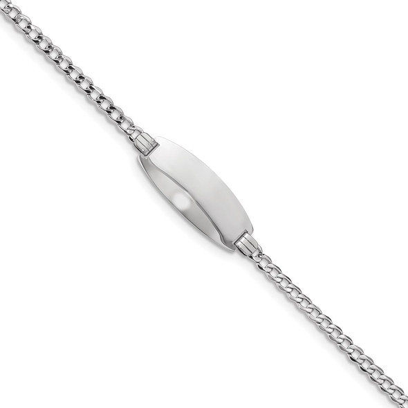 8" 14k White Gold Oval ID Semi-Solid Curb Bracelet