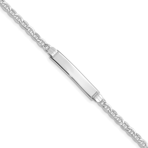 8" 14k White Gold Semi-Solid Anchor Link ID Bracelet