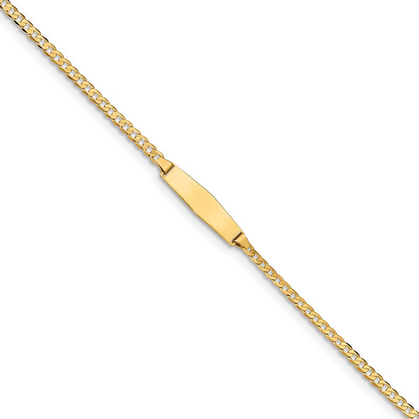 8" 14k Yellow Gold Curb Link Soft Diamond-Shape ID Bracelet CUR070IDC-8
