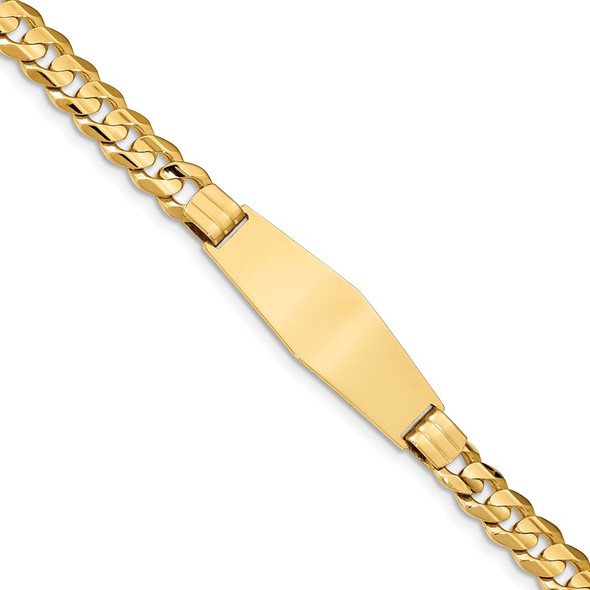 8" 14k Yellow Gold Curb Soft Diamond-Shape ID Bracelet