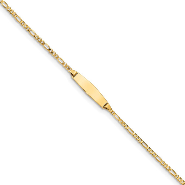 8" 14k Yellow Gold Figaro Link Soft Diamond-Shape ID Bracelet