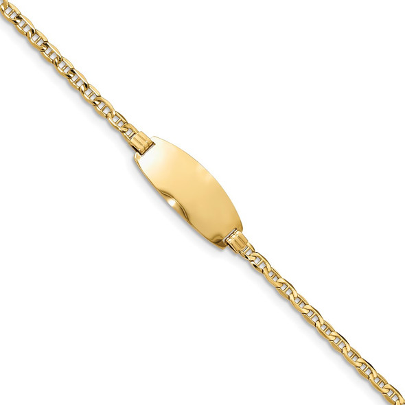 8" 14k Yellow Gold Oval ID Semi-Solid Anchor Bracelet