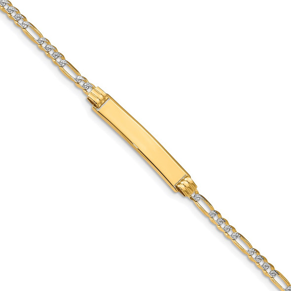 8" 14k Yellow Gold Pave Figaro ID Bracelet FW080ID-8