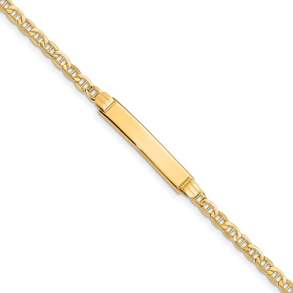 8" 14k Yellow Gold Polished ID with Semi-Solid Anchor Bracelet