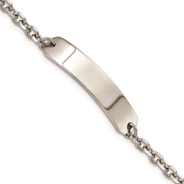 8" Stainless Steel Polished Cable Chain ID Bracelet