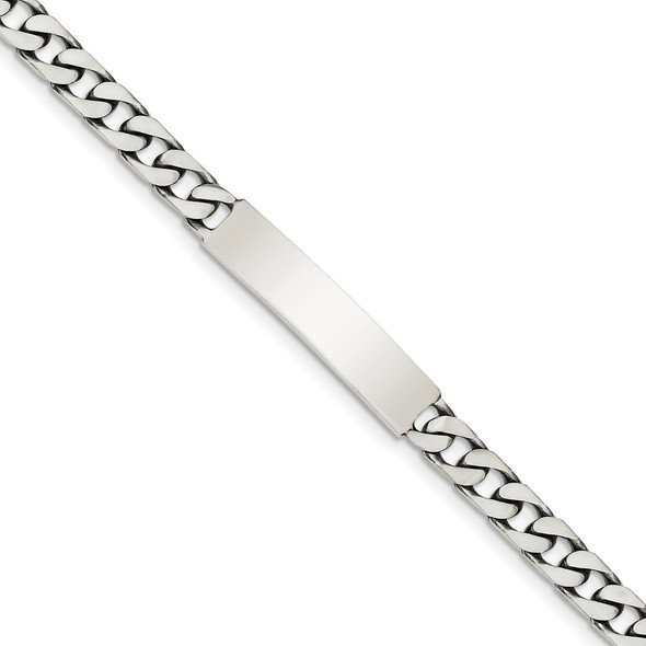 8" Sterling Silver Engravable Antiqued Curb Link ID Bracelet QID120-8