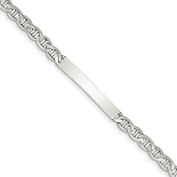 8" Sterling Silver Polished Engravable Anchor Link ID Bracelet QID139-8