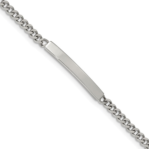 8.5" Stainless Steel Polished Flat Curb Chain ID Bracelet