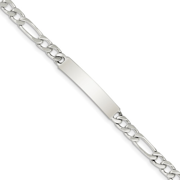 8.5" Sterling Silver Polished Engravable Figaro Link ID Bracelet QID92-8.5