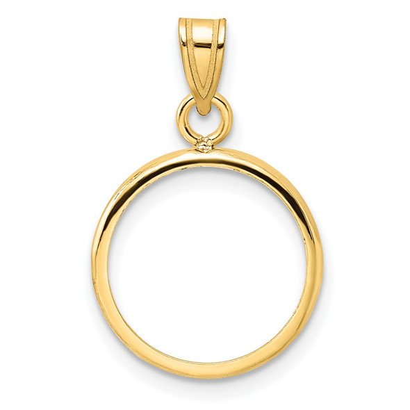 10k Yellow Gold Polished 14.0mm Prong Coin Bezel Pendant