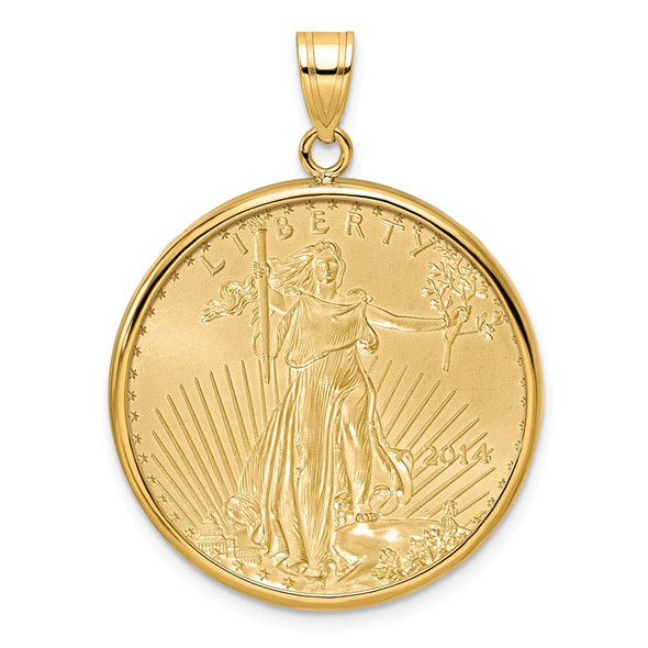 14k Yellow Gold Polished Mounted 1/2oz American Eagle Prong Coin Bezel Pendant