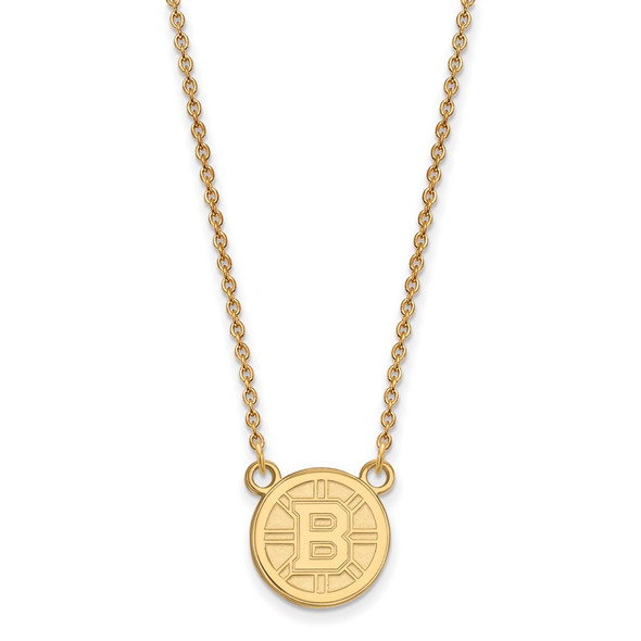 10k Gold NHL LogoArt Boston Bruins Small Pendant 18 inch Necklace 1Y015BRI-18