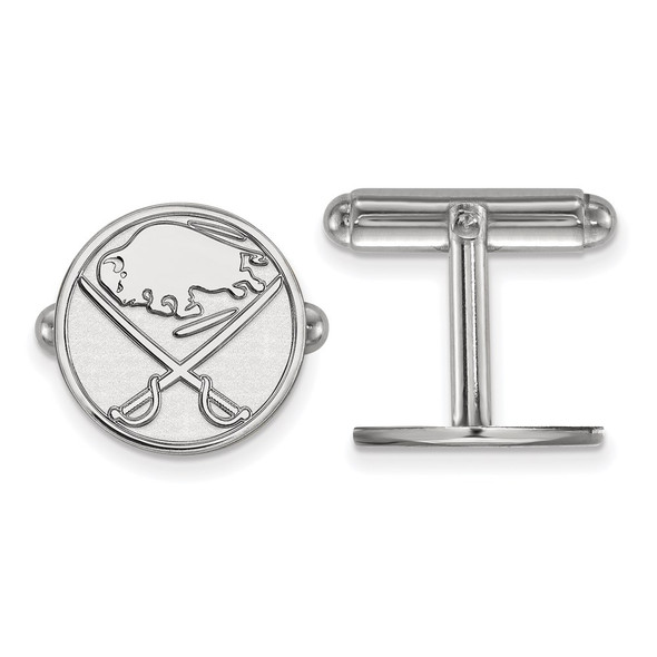 Sterling Silver Rhodium-plated NHL LogoArt Buffalo Sabres Cuff Links