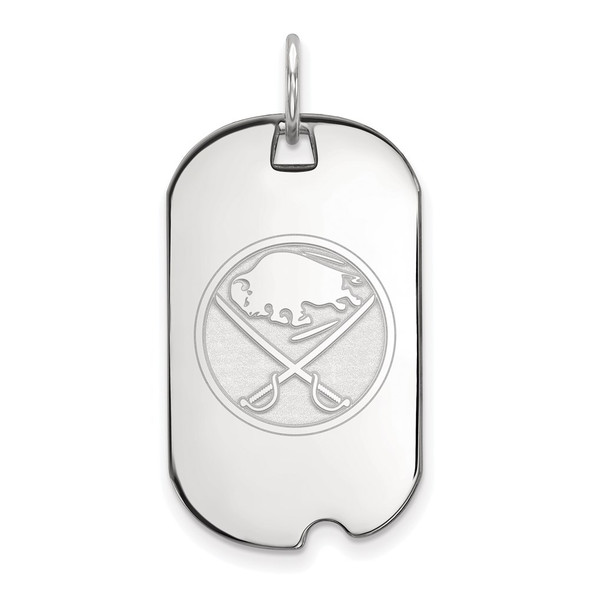 Sterling Silver Rhodium-plated NHL LogoArt Buffalo Sabres Small Dog Tag Pendant