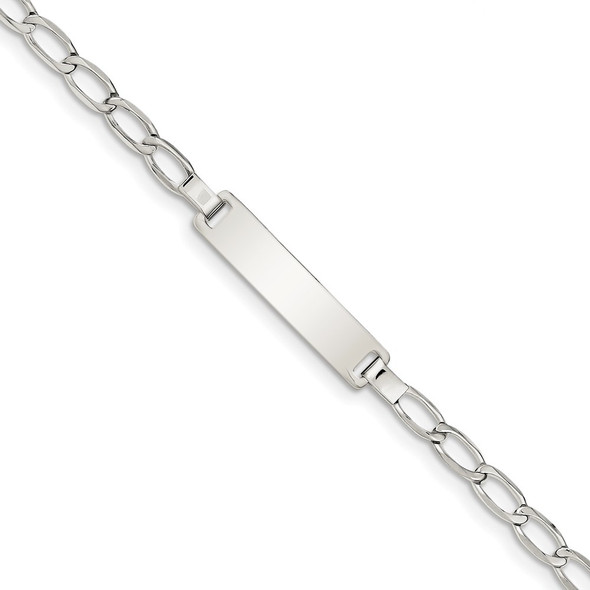 6" Sterling Silver 6inch Polished Engravable Childrens ID Bracelet QID56-6