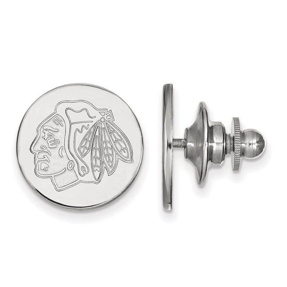 Sterling Silver Rhodium-plated NHL LogoArt Chicago Blackhawks Lapel Pin