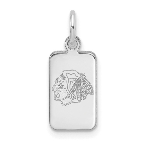 Sterling Silver Rhodium-plated NHL LogoArt Chicago Blackhawks Tag Pendant