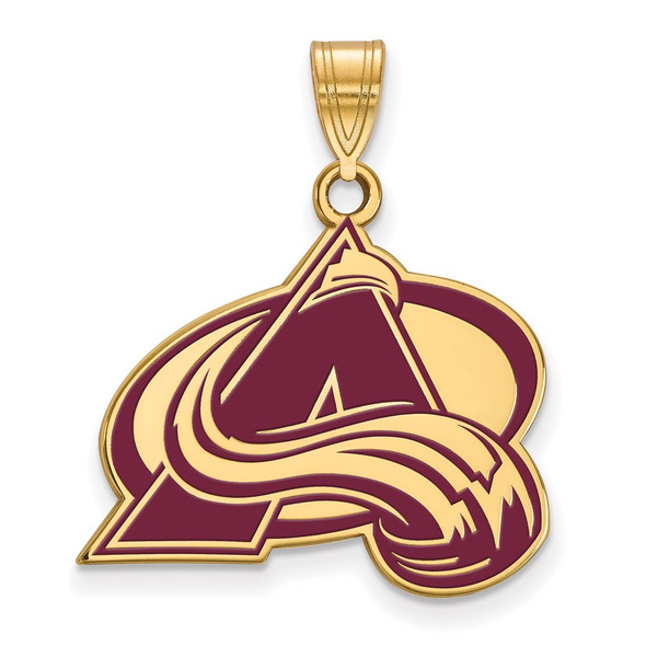 Sterling Silver Gold-plated NHL LogoArt Colorado Avalanche Letter A Large Enameled Pendant