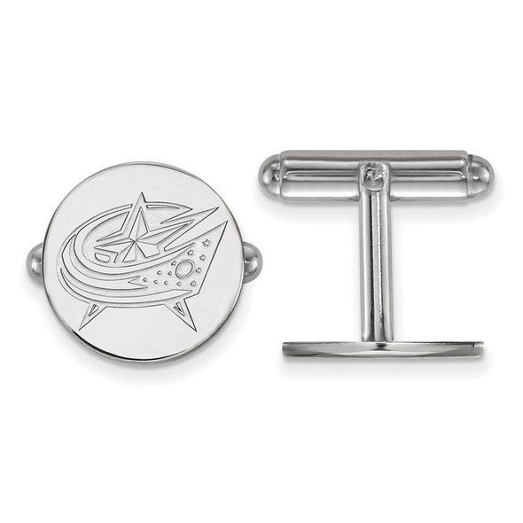 Sterling Silver Rhodium-plated NHL LogoArt Columbus Blue Jackets Cuff Links