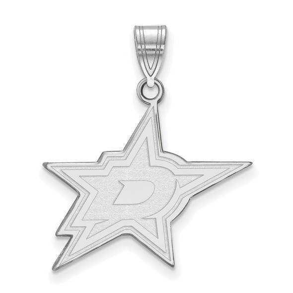 14k White Gold NHL LogoArt Dallas Stars Large Pendant