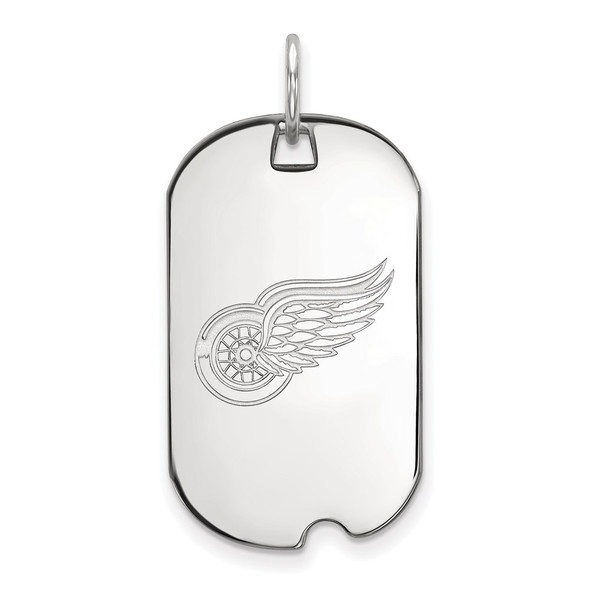 14k White Gold NHL LogoArt Detroit Red Wings Small Dog Tag Pendant