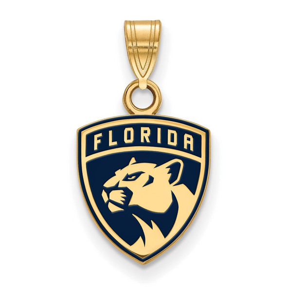 Sterling Silver Gold-plated NHL LogoArt Florida Panthers Small Enameled Pendant