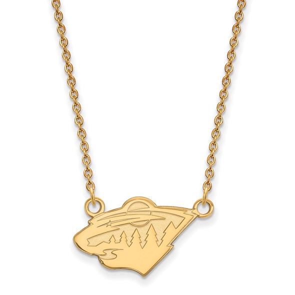 14k Gold NHL LogoArt Minnesota Wild Small Pendant 18 inch Necklace