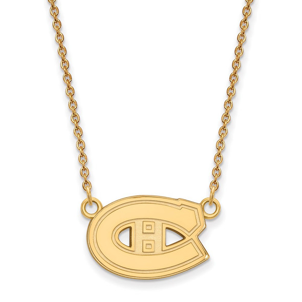 14k Gold NHL LogoArt Montreal Canadiens Small Pendant 18 inch Necklace