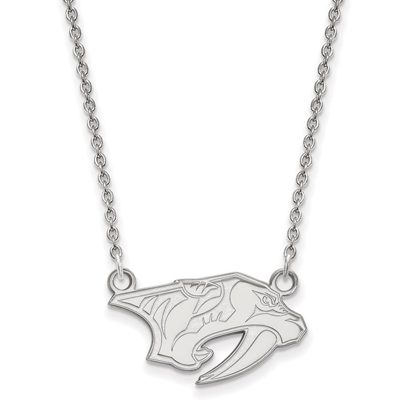 Sterling Silver Rhodium-plated NHL LogoArt Nashville Predators Small Pendant 18 inch Necklace