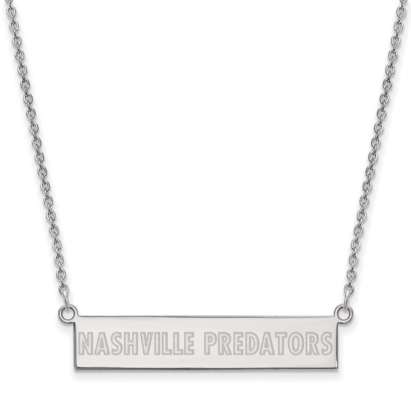 Sterling Silver Rhodium-plated NHL LogoArt Nashville Predators Small Bar 18 inch Necklace