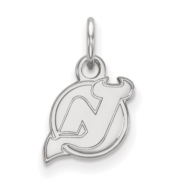 Sterling Silver Rhodium-plated NHL LogoArt New Jersey Devils Extra Small Pendant