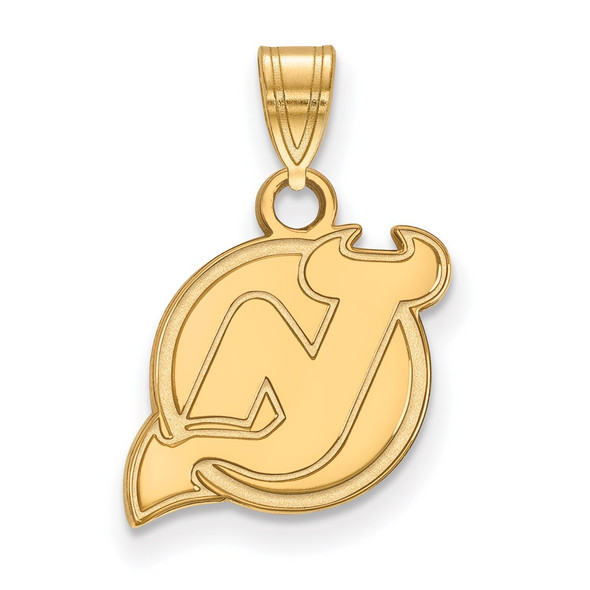 Sterling Silver Gold-plated NHL LogoArt New Jersey Devils Small Pendant