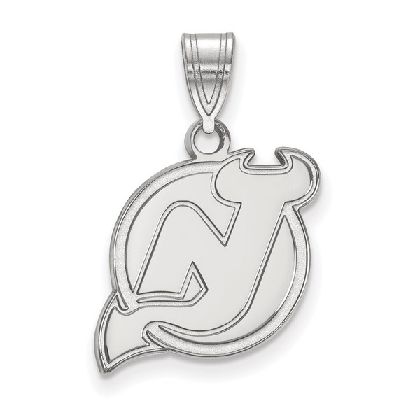 14k White Gold NHL LogoArt New Jersey Devils Medium Pendant