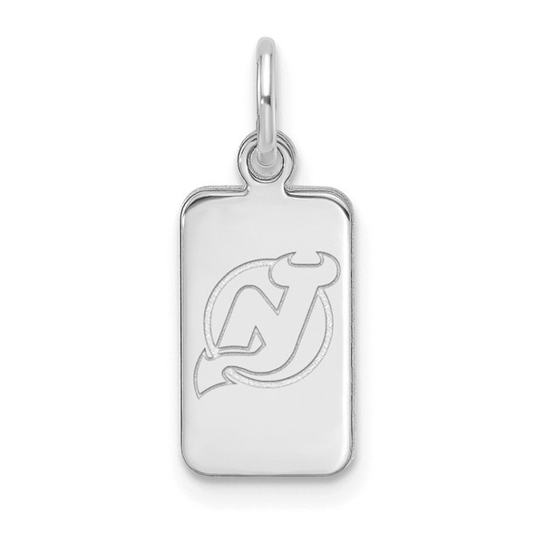 Sterling Silver Rhodium-plated NHL LogoArt New Jersey Devils Tag Pendant