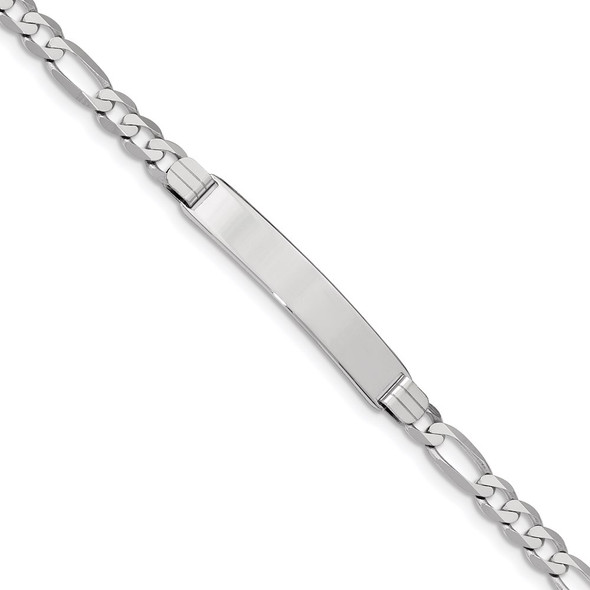 7" 14k White Gold Figaro Link ID Bracelet FIG160IDW-7
