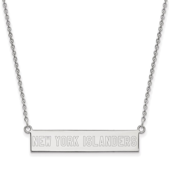 Sterling Silver Rhodium-plated NHL LogoArt New York Islanders Small Bar 18 inch Necklace