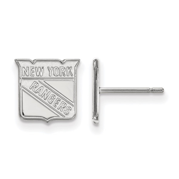 Sterling Silver Rhodium-plated NHL LogoArt New York Rangers Extra Small Post Earrings