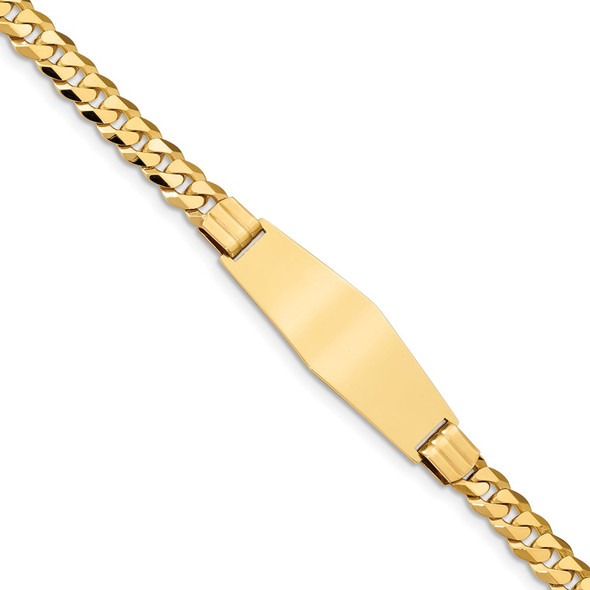7" 14k Yellow Gold Curb Link Soft Diamond-Shape ID Bracelet LID65C-7