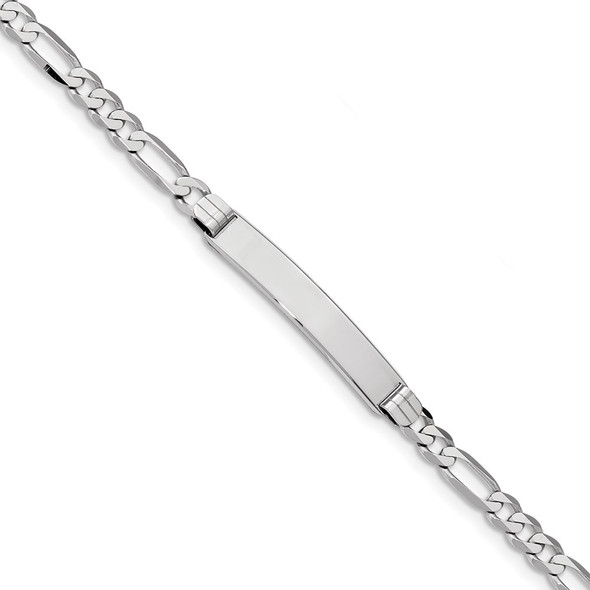 8" 14k White Gold Figaro Link ID Bracelet LID78W-8