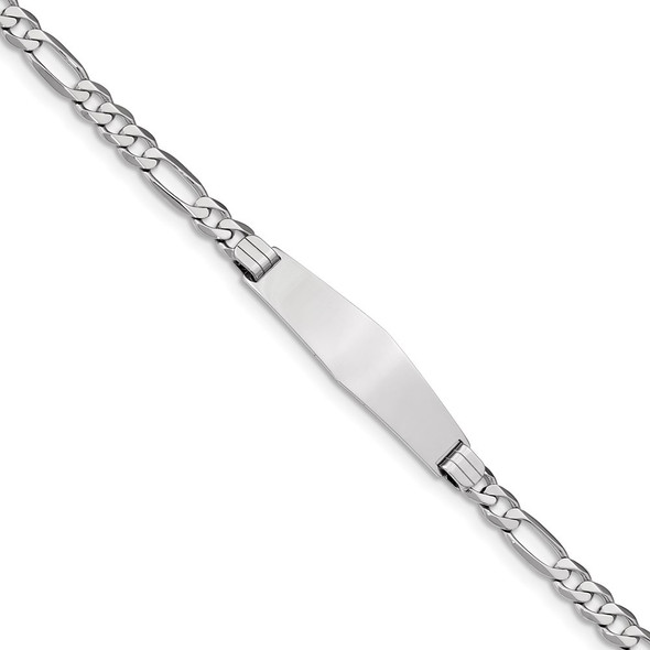 8" 14k White Gold Figaro Link Soft Diamond-Shape ID Bracelet LID78CW-8